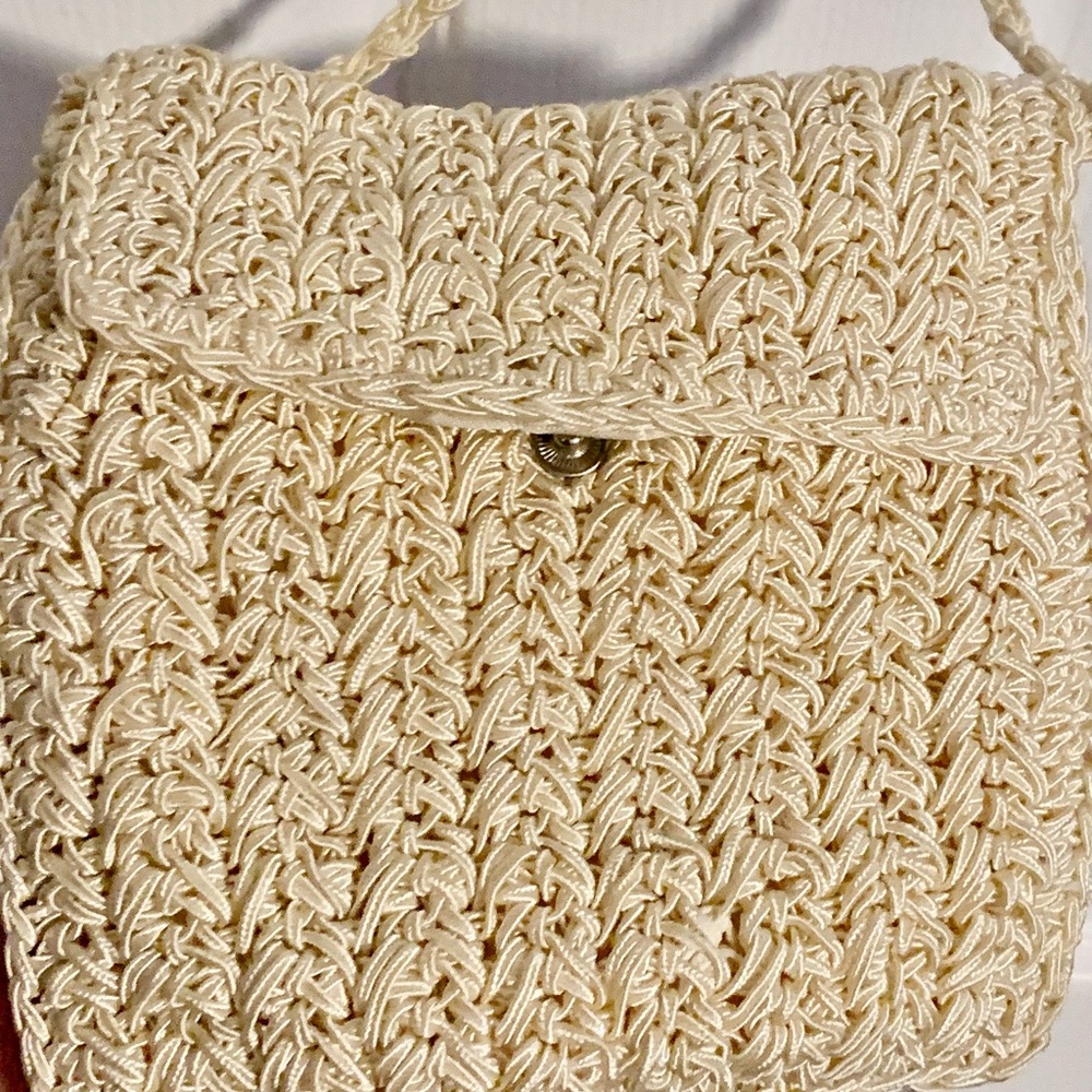 Chic Cream Woven Crossbody Bag